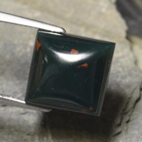 12.04 ct Green Bloodstone Stone, Natural Bloodstone in Square Cabochon Shape for Sale