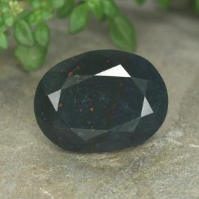 4.56 ct Green Bloodstone Gemstone, Bloodstone Gem in Oval Facet Shape for Sale.