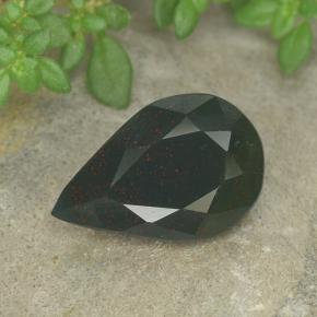 2.44 ct Green Bloodstone Gemstone, Bloodstone Gem in Pear Facet Shape for Sale.