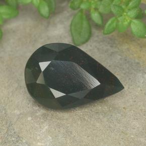 2.44 ct Green Bloodstone Stone, Natural Bloodstone in Pear Facet Shape for Sale