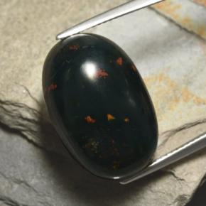 25.89 ct Green Bloodstone Gemstone, Bloodstone Gem in Oval Cabochon Shape for Sale.
