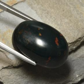 25.89 ct Green Bloodstone Stone, Natural Bloodstone in Oval Cabochon Shape for Sale