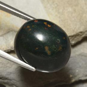 23.38 ct Green Bloodstone Stone, Natural Bloodstone in Oval Cabochon Shape for Sale