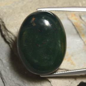 42.77 ct Green Bloodstone Gemstone, Bloodstone Gem in Oval Cabochon Shape for Sale.