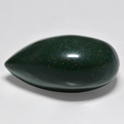 Verde multicolor Piedra de Sangre Gema - 34.2ct Cabujón Pera (ID: 478497)