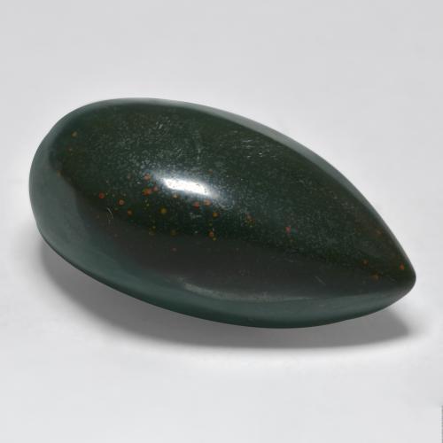 34.22 ct Green Bloodstone Stone, Natural Bloodstone in Pear Cabochon Shape for Sale