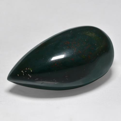 26.56 ct Green Bloodstone Stone, Natural Bloodstone in Pear Cabochon Shape for Sale