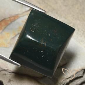 19.16 ct Green Bloodstone Stone, Natural Bloodstone in Baguette Sugarloaf Cabochon Shape for Sale