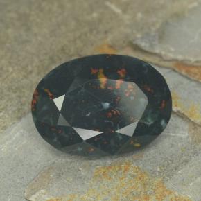 6.55 ct Green Bloodstone Stone, Natural Bloodstone in Oval Facet Shape for Sale