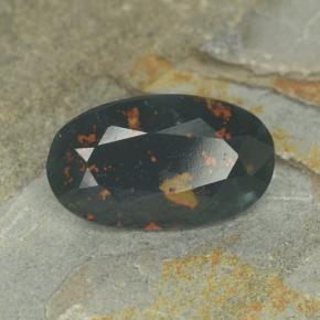 3.97 ct Green Bloodstone Stone, Natural Bloodstone in Oval Facet Shape for Sale