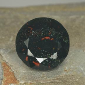 9.32 ct Green Bloodstone Gemstone, Bloodstone Gem in Round Facet Shape for Sale.