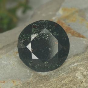 5.05 ct Green Bloodstone Stone, Natural Bloodstone in Round Facet Shape for Sale