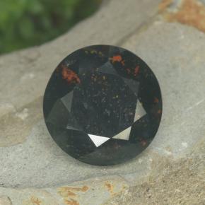 3.81 ct Green Bloodstone Gemstone, Bloodstone Gem in Round Facet Shape for Sale.