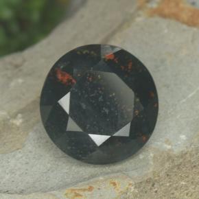 3.81 ct Green Bloodstone Stone, Natural Bloodstone in Round Facet Shape for Sale