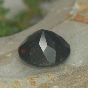 Bloodstone Gemstone in 10.7 mm Size for Sale, Bloodstone Stone in Spotted Green Color