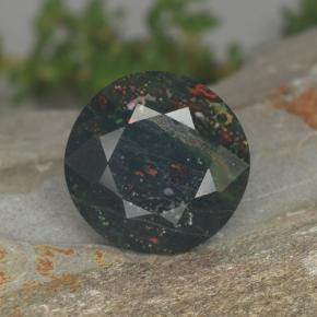 7.35 ct Green Bloodstone Gemstone, Bloodstone Gem in Round Facet Shape for Sale.