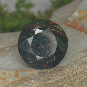 7.35 ct Green Bloodstone Stone, Natural Bloodstone in Round Facet Shape for Sale