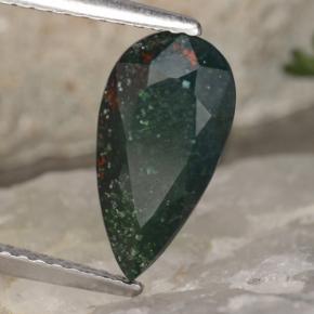 1.78 ct Green Bloodstone Stone, Natural Bloodstone in Pear Facet Shape for Sale