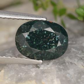 2.16 ct Green Bloodstone Gemstone, Bloodstone Gem in Oval Facet Shape for Sale.