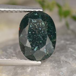 2.16 ct Green Bloodstone Stone, Natural Bloodstone in Oval Facet Shape for Sale
