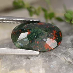 Bloodstone Gemstone in 11.4 x 7.7 mm Size for Sale, Bloodstone Stone in Spotted Green Color