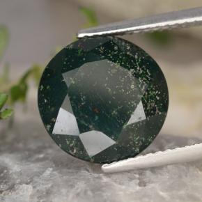 5.41 ct Green Bloodstone Stone, Natural Bloodstone in Round Facet Shape for Sale
