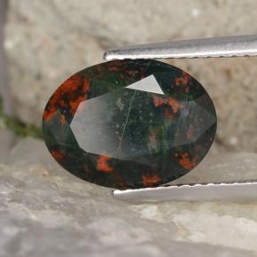 4.10 ct Green Bloodstone Stone, Natural Bloodstone in Oval Facet Shape for Sale