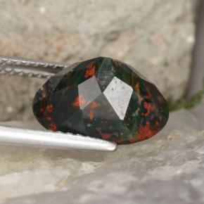Bloodstone Gemstone in 12.1 x 9 mm Size for Sale, Bloodstone Stone in Spotted Green Color