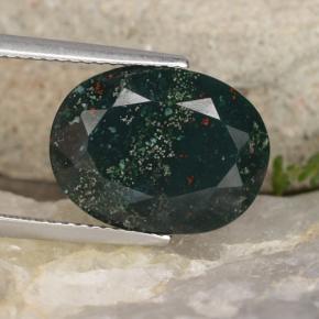 7.10 ct Green Bloodstone Gemstone, Bloodstone Gem in Oval Facet Shape for Sale.