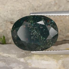 7.10 ct Green Bloodstone Stone, Natural Bloodstone in Oval Facet Shape for Sale