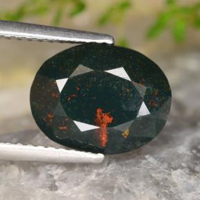 4.47 ct Green Bloodstone Gemstone, Bloodstone Gem in Oval Facet Shape for Sale.