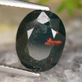 4.47 ct Green Bloodstone Stone, Natural Bloodstone in Oval Facet Shape for Sale