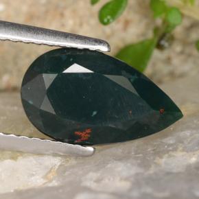 2.31 ct Green Bloodstone Gemstone, Bloodstone Gem in Pear Facet Shape for Sale.