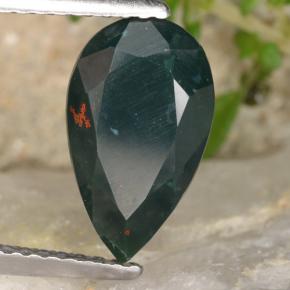 2.31 ct Green Bloodstone Stone, Natural Bloodstone in Pear Facet Shape for Sale