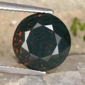 3.27 ct Green Bloodstone Gemstone, Bloodstone Gem in Round Facet Shape for Sale.