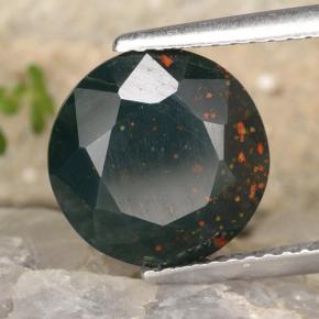 3.27 ct Green Bloodstone Stone, Natural Bloodstone in Round Facet Shape for Sale