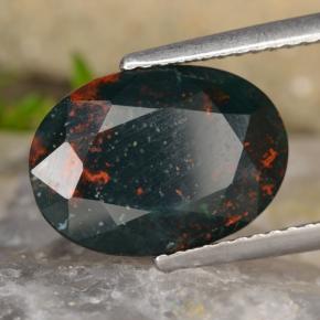 3.62 ct Green Bloodstone Stone, Natural Bloodstone in Oval Facet Shape for Sale