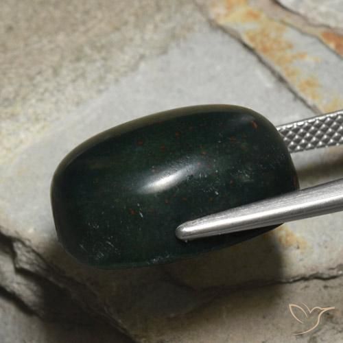 Bloodstone Gemstone in 18 x 13.9 mm Size for Sale, Bloodstone Stone in Forest Green Color