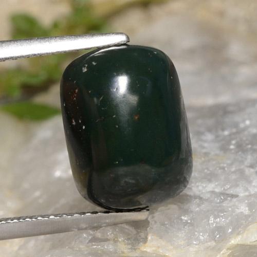 Verde multicolor Piedra de Sangre Gema - 4.4ct Cabujón forma Cojín (ID: 478718)