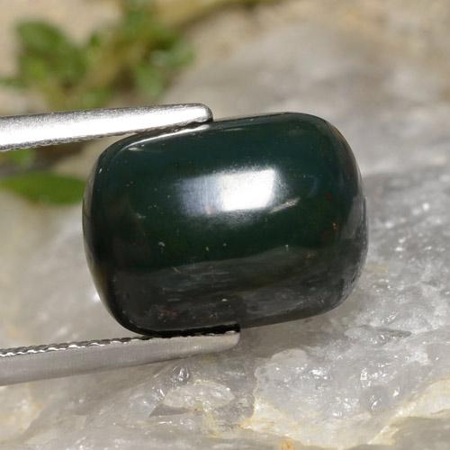 4.37 ct Green Bloodstone Stone, Natural Bloodstone in Cushion Cabochon Shape for Sale