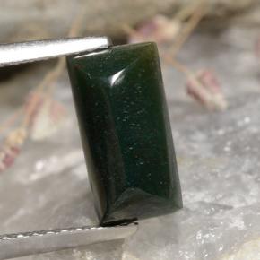 1.65 ct Green Bloodstone Gemstone, Bloodstone Gem in Baguette Cabochon Shape for Sale.