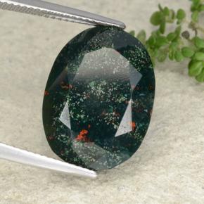 12.32 ct Green Bloodstone Stone, Natural Bloodstone in Oval Facet Shape for Sale