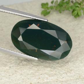 17.58 ct Green Bloodstone Gemstone, Bloodstone Gem in Oval Facet Shape for Sale.
