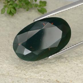 17.58 ct Green Bloodstone Stone, Natural Bloodstone in Oval Facet Shape for Sale