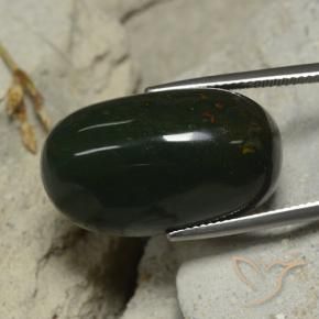 34.74 ct Green Bloodstone Stone, Natural Bloodstone in Oval Cabochon Shape for Sale