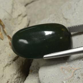 Bloodstone Gemstone in 26.1 x 15.2 mm Size for Sale, Bloodstone Stone in Dark Green Color