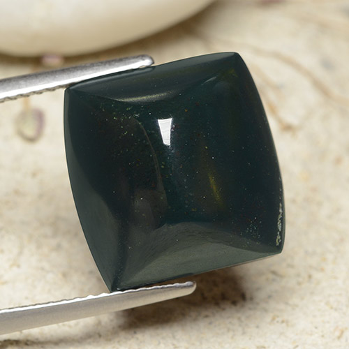 Verde multicolor Piedra de Sangre Gema - 14ct Cabujón Sugarloaf en forma de cojÃn (ID: 482100)