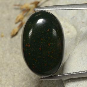 17.32 ct Green Bloodstone Gemstone, Bloodstone Gem in Oval Cabochon Shape for Sale.
