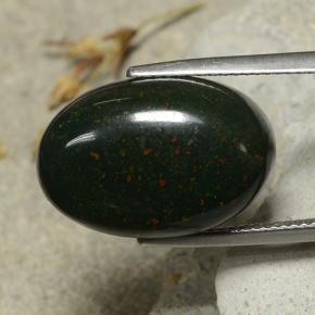 17.32 ct Green Bloodstone Stone, Natural Bloodstone in Oval Cabochon Shape for Sale