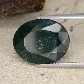 9.75 ct Green Bloodstone Stone, Natural Bloodstone in Oval Facet Shape for Sale